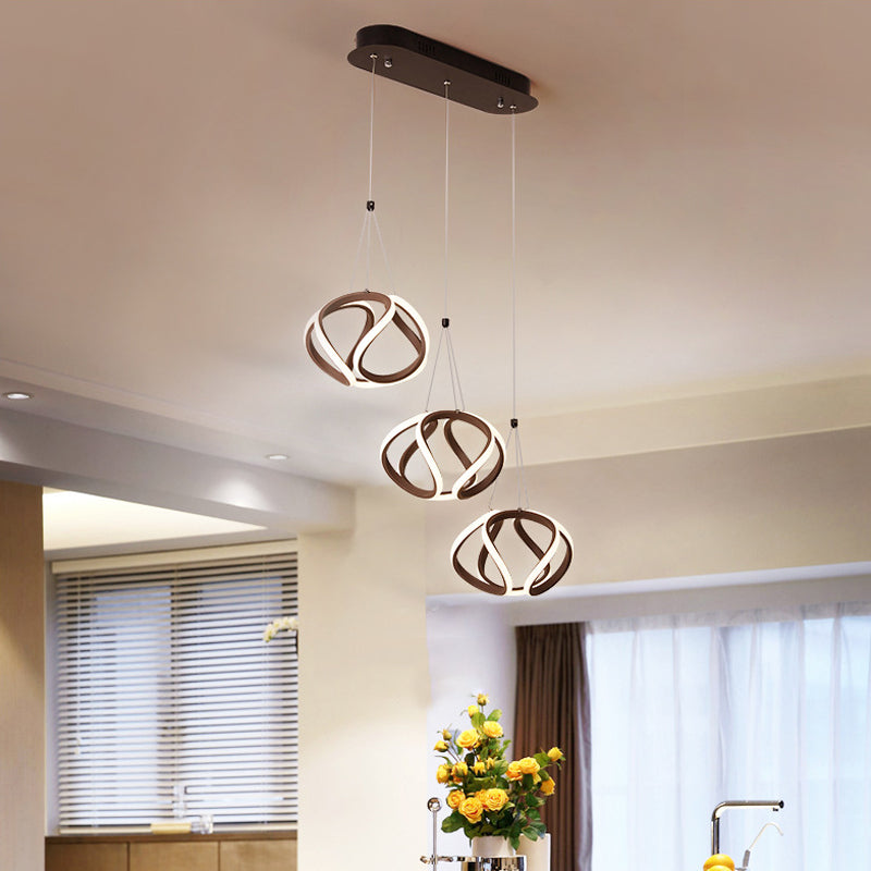 Waving Acrylic Island Pendant Light Modern 3/5-Light Brown Hanging Ceiling Light with Adjustable Cords Clearhalo 'Ceiling Lights' 'Modern Pendants' 'Modern' 'Pendant Lights' 'Pendants' Lighting' 168598