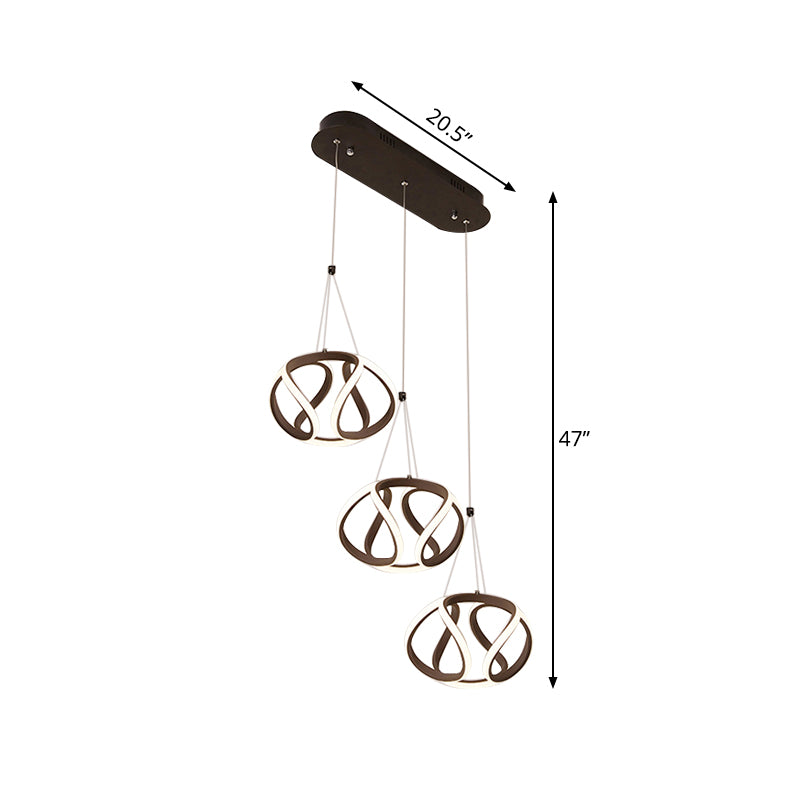 Waving Acrylic Island Pendant Light Modern 3/5-Light Brown Hanging Ceiling Light with Adjustable Cords Clearhalo 'Ceiling Lights' 'Modern Pendants' 'Modern' 'Pendant Lights' 'Pendants' Lighting' 168600