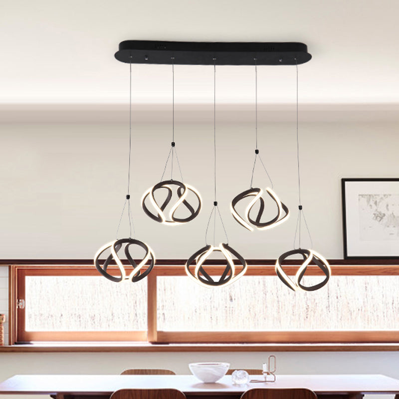 Waving Acrylic Island Pendant Light Modern 3/5-Light Brown Hanging Ceiling Light with Adjustable Cords 5 Brown Clearhalo 'Ceiling Lights' 'Modern Pendants' 'Modern' 'Pendant Lights' 'Pendants' Lighting' 168602