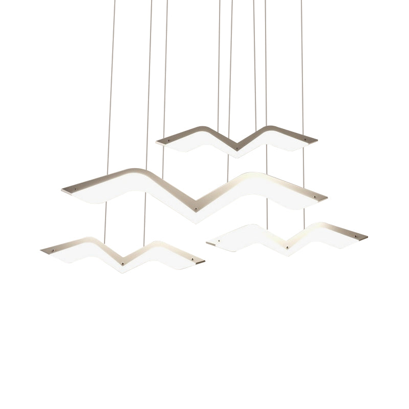 2/3/4/5 Seagull Multi Light Pendant Simple Acrylic Shade LED Hanging Lamp in White Clearhalo 'Ceiling Lights' 'Modern Pendants' 'Modern' 'Pendant Lights' 'Pendants' Lighting' 168667