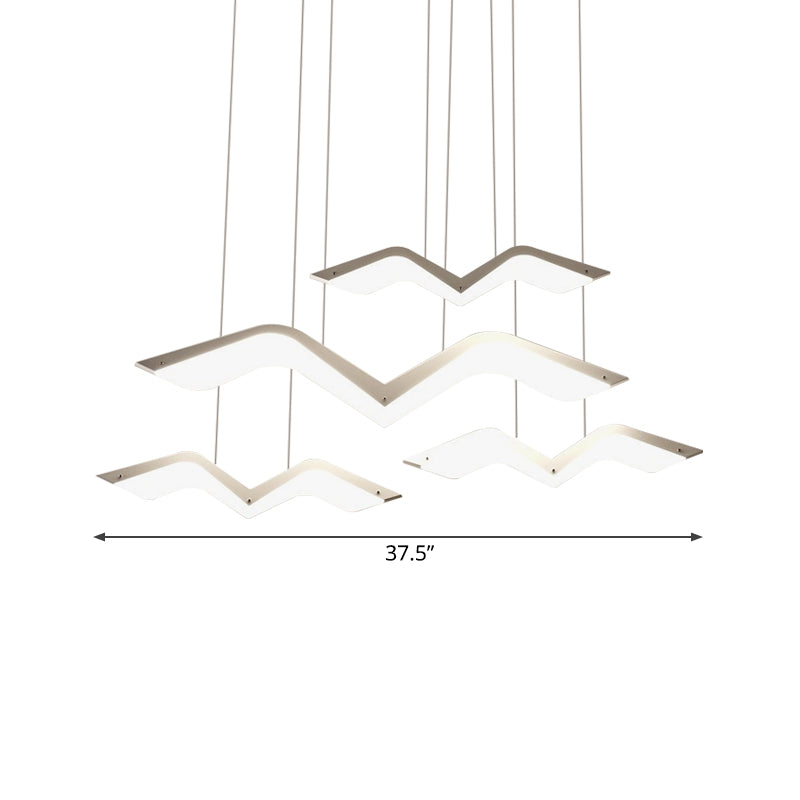 2/3/4/5 Seagull Multi Light Pendant Simple Acrylic Shade LED Hanging Lamp in White Clearhalo 'Ceiling Lights' 'Modern Pendants' 'Modern' 'Pendant Lights' 'Pendants' Lighting' 168668