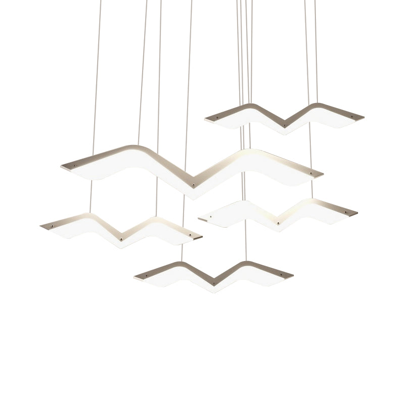 2/3/4/5 Seagull Multi Light Pendant Simple Acrylic Shade LED Hanging Lamp in White Clearhalo 'Ceiling Lights' 'Modern Pendants' 'Modern' 'Pendant Lights' 'Pendants' Lighting' 168671