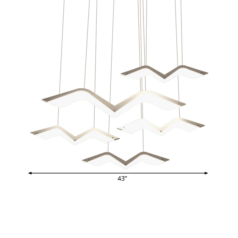 2/3/4/5 Seagull Multi Light Pendant Simple Acrylic Shade LED Hanging Lamp in White Clearhalo 'Ceiling Lights' 'Modern Pendants' 'Modern' 'Pendant Lights' 'Pendants' Lighting' 168672