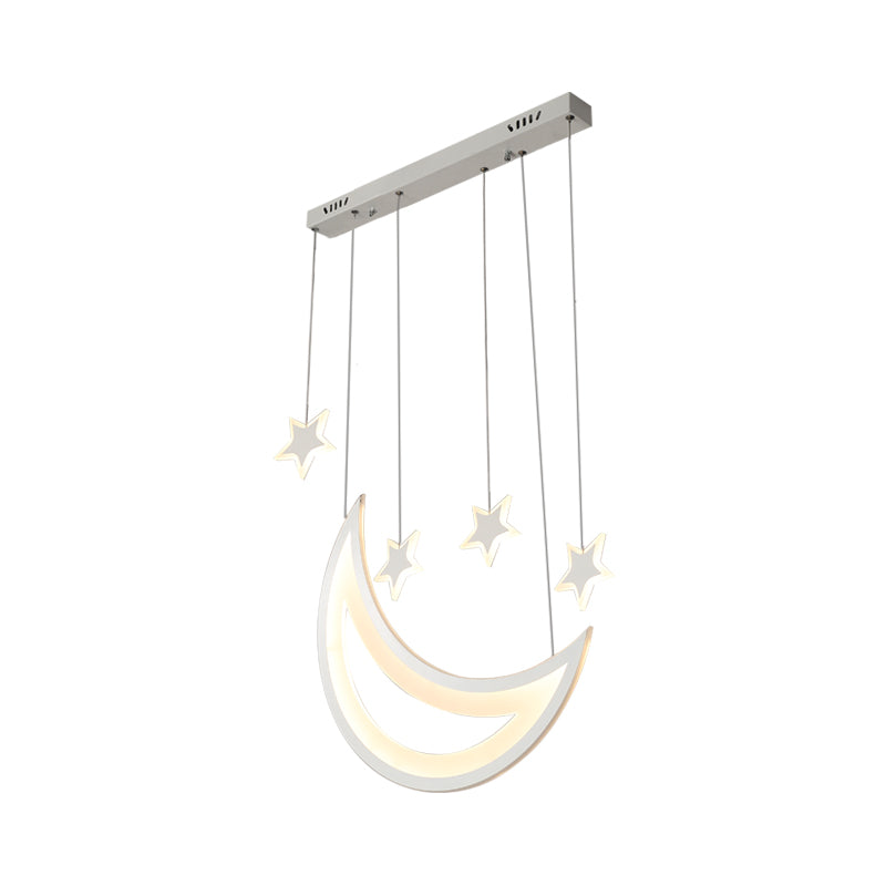 Moon and Stars Ceiling Light Modern Acrylic LED 5/9 Lights Dining Room Island Pendant over Table in Warm/White Light Clearhalo 'Ceiling Lights' 'Modern Pendants' 'Modern' 'Pendant Lights' 'Pendants' Lighting' 168712