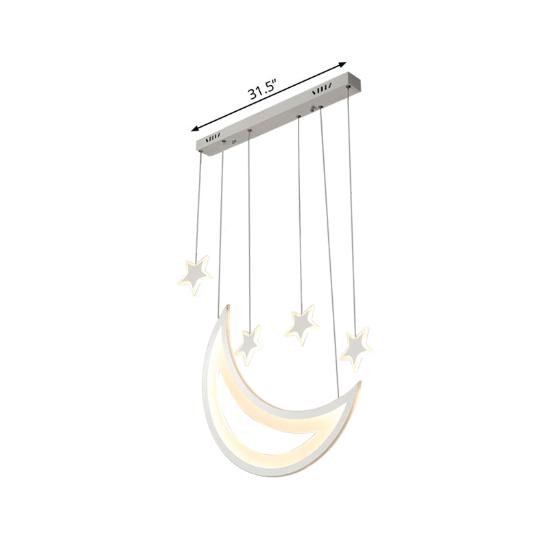 Moon and Stars Ceiling Light Modern Acrylic LED 5/9 Lights Dining Room Island Pendant over Table in Warm/White Light Clearhalo 'Ceiling Lights' 'Modern Pendants' 'Modern' 'Pendant Lights' 'Pendants' Lighting' 168713