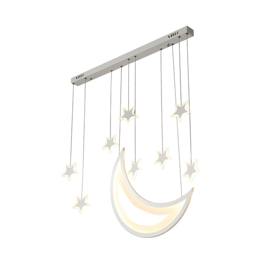 Moon and Stars Ceiling Light Modern Acrylic LED 5/9 Lights Dining Room Island Pendant over Table in Warm/White Light Clearhalo 'Ceiling Lights' 'Modern Pendants' 'Modern' 'Pendant Lights' 'Pendants' Lighting' 168716