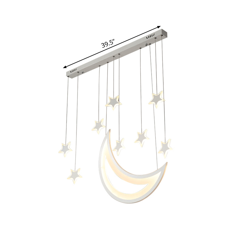 Moon and Stars Ceiling Light Modern Acrylic LED 5/9 Lights Dining Room Island Pendant over Table in Warm/White Light Clearhalo 'Ceiling Lights' 'Modern Pendants' 'Modern' 'Pendant Lights' 'Pendants' Lighting' 168717