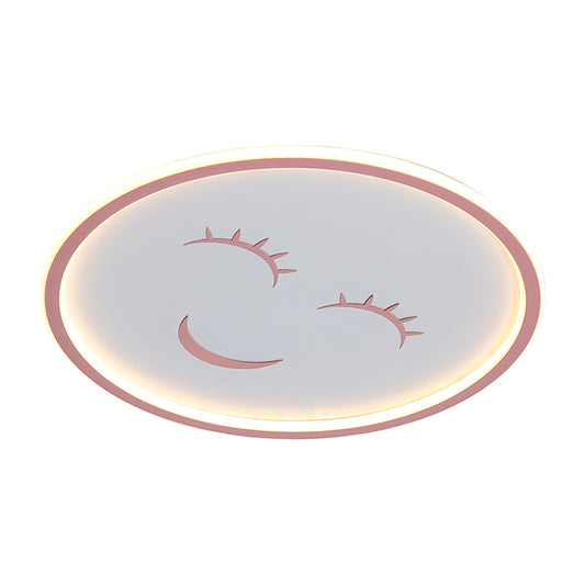 Acrylic Smiling Face Ceiling Light Fixture Cartoon LED Flush Mount lamp in Pink, Warm/White Light Clearhalo 'Ceiling Lights' 'Close To Ceiling Lights' 'Close to ceiling' 'Flush mount' Lighting' 1687555