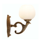 1 Head White Glass Wall Mounted Light Country Brass Blossom Tearoom Surface Wall Sconce Clearhalo 'Wall Lamps & Sconces' 'Wall Lights' Lighting' 1687652