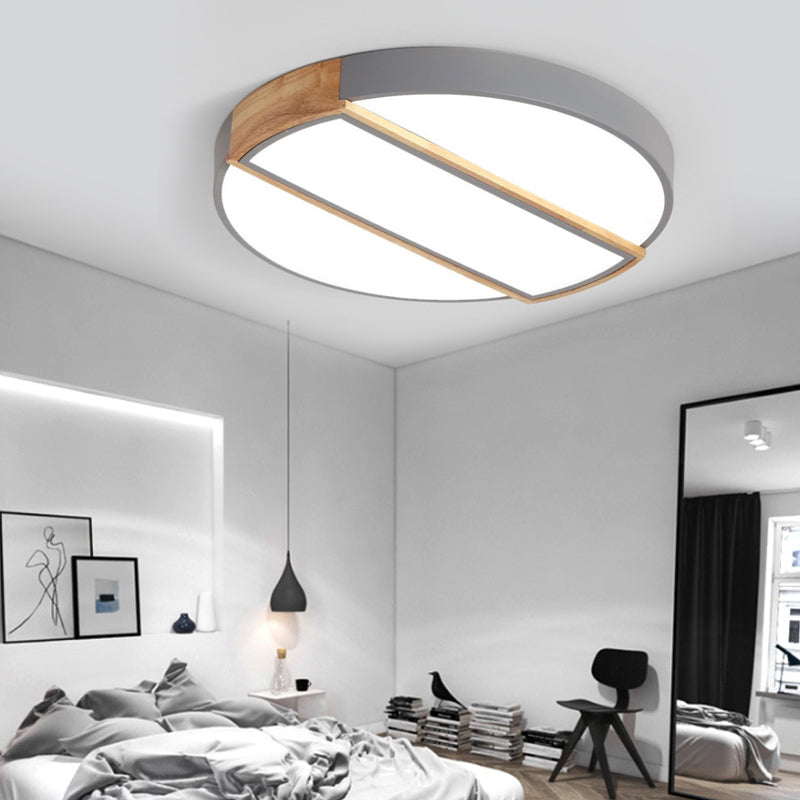 Nordic Circle LED Flush Mount Light with Acrylic Diffuser 12"/16"/19.5" Width LED Ceiling Lamp in Green/Grey/Pink/White for Baby Room Grey Clearhalo 'Ceiling Lights' 'Close To Ceiling Lights' 'Close to ceiling' 'Flush mount' Lighting' 168766