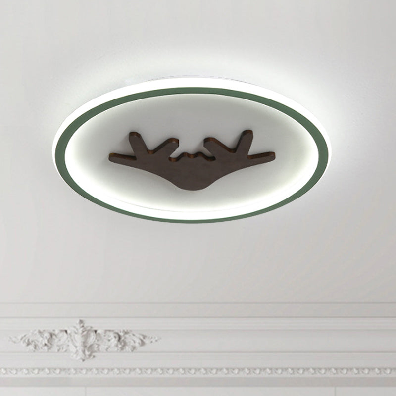 Deer Flush Mount Lighting Acrylic Grey/White/Green LED Flush Ceiling Light for Bedroom Green B Clearhalo 'Ceiling Lights' 'Close To Ceiling Lights' 'Close to ceiling' 'Flush mount' Lighting' 1687662