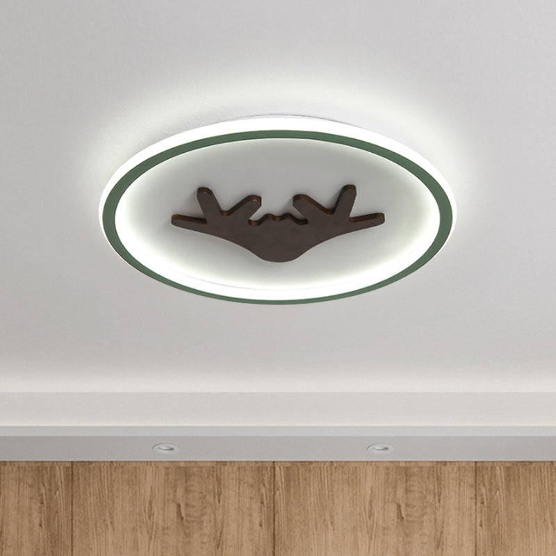 Deer Flush Mount Lighting Acrylic Grey/White/Green LED Flush Ceiling Light for Bedroom Clearhalo 'Ceiling Lights' 'Close To Ceiling Lights' 'Close to ceiling' 'Flush mount' Lighting' 1687663