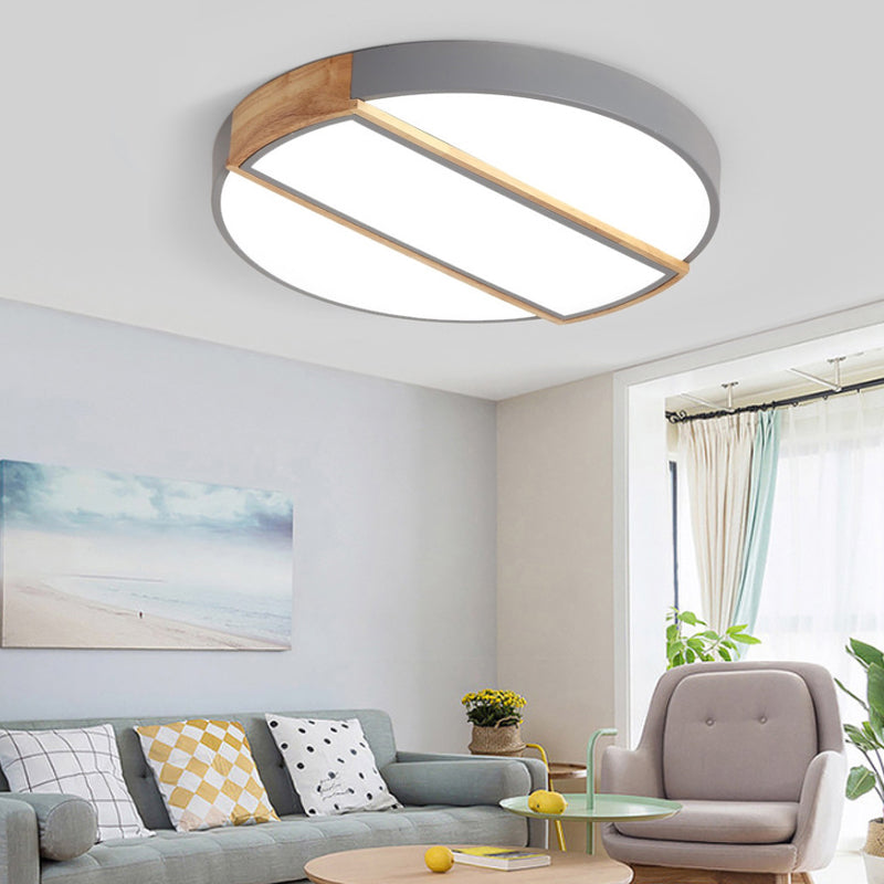 Nordic Circle LED Flush Mount Light with Acrylic Diffuser 12"/16"/19.5" Width LED Ceiling Lamp in Green/Grey/Pink/White for Baby Room Clearhalo 'Ceiling Lights' 'Close To Ceiling Lights' 'Close to ceiling' 'Flush mount' Lighting' 168767