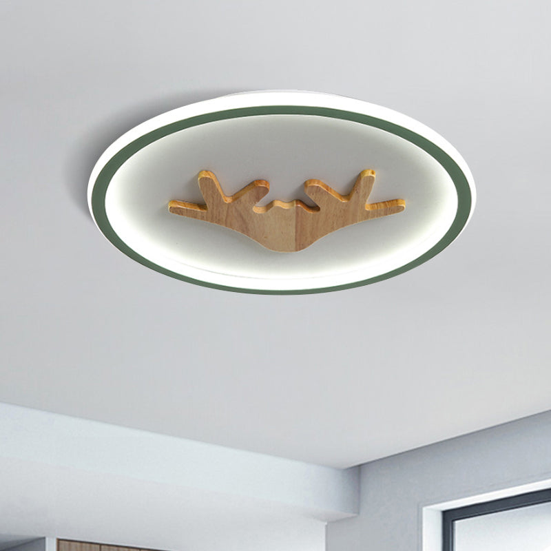 Deer Flush Mount Lighting Acrylic Grey/White/Green LED Flush Ceiling Light for Bedroom Green A Clearhalo 'Ceiling Lights' 'Close To Ceiling Lights' 'Close to ceiling' 'Flush mount' Lighting' 1687674