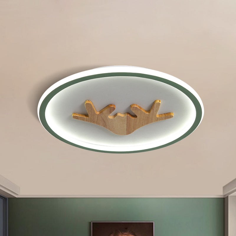 Deer Flush Mount Lighting Acrylic Grey/White/Green LED Flush Ceiling Light for Bedroom Clearhalo 'Ceiling Lights' 'Close To Ceiling Lights' 'Close to ceiling' 'Flush mount' Lighting' 1687675