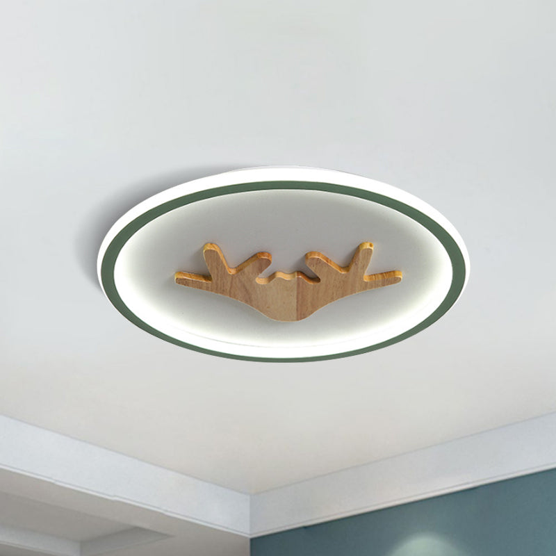 Deer Flush Mount Lighting Acrylic Grey/White/Green LED Flush Ceiling Light for Bedroom Clearhalo 'Ceiling Lights' 'Close To Ceiling Lights' 'Close to ceiling' 'Flush mount' Lighting' 1687676