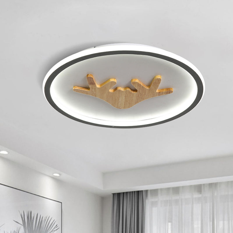 Deer Flush Mount Lighting Acrylic Grey/White/Green LED Flush Ceiling Light for Bedroom Grey A Clearhalo 'Ceiling Lights' 'Close To Ceiling Lights' 'Close to ceiling' 'Flush mount' Lighting' 1687679