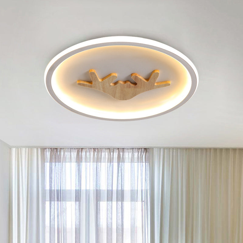 Deer Flush Mount Lighting Acrylic Grey/White/Green LED Flush Ceiling Light for Bedroom White A Clearhalo 'Ceiling Lights' 'Close To Ceiling Lights' 'Close to ceiling' 'Flush mount' Lighting' 1687683