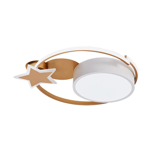 Acrylic Star and Round Flush Mount Minimalist White/Gold LED Ceiling Light Fixture for Bedroom Clearhalo 'Ceiling Lights' 'Close To Ceiling Lights' 'Close to ceiling' 'Flush mount' Lighting' 1687698