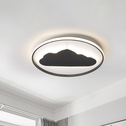 Acrylic Cloud Ceiling Flush Mount Contemporary LED Lighting Fixture in Black for Bedroom Black Clearhalo 'Ceiling Lights' 'Close To Ceiling Lights' 'Close to ceiling' 'Flush mount' Lighting' 1687699