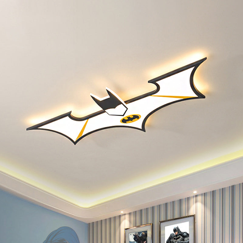 Black Blue Batman Flush Light Fixture Kids LED Acrylic Flush Mount