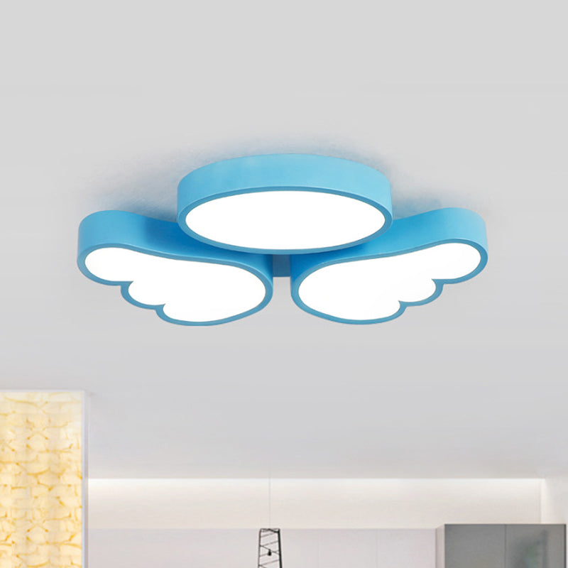 Round and Wing Flush Ceiling Light Cartoon Acrylic White/Pink/Blue LED Flushmount Lighting for Bedroom Clearhalo 'Ceiling Lights' 'Close To Ceiling Lights' 'Close to ceiling' 'Flush mount' Lighting' 1687848