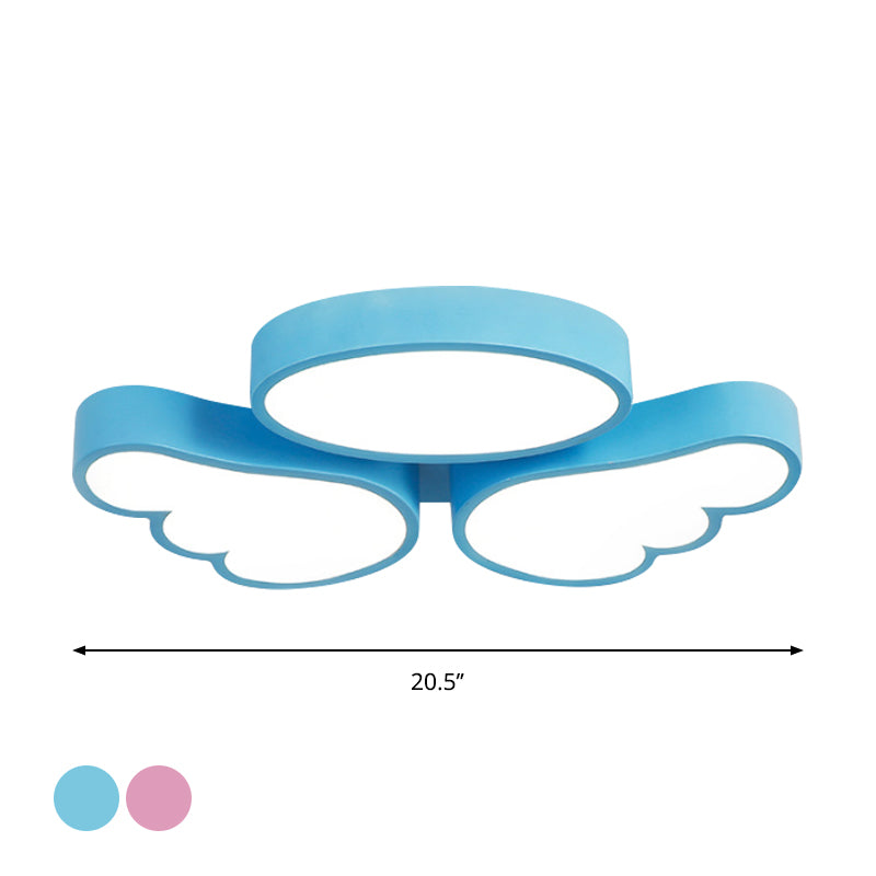 Round and Wing Flush Ceiling Light Cartoon Acrylic White/Pink/Blue LED Flushmount Lighting for Bedroom Clearhalo 'Ceiling Lights' 'Close To Ceiling Lights' 'Close to ceiling' 'Flush mount' Lighting' 1687850