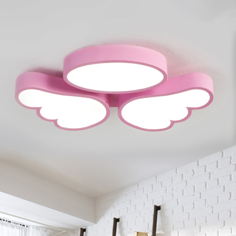 Round and Wing Flush Ceiling Light Cartoon Acrylic White/Pink/Blue LED Flushmount Lighting for Bedroom Clearhalo 'Ceiling Lights' 'Close To Ceiling Lights' 'Close to ceiling' 'Flush mount' Lighting' 1687852