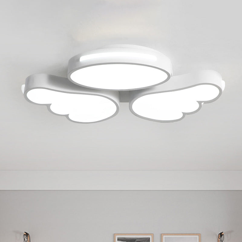 Round and Wing Flush Ceiling Light Cartoon Acrylic White/Pink/Blue LED Flushmount Lighting for Bedroom White Clearhalo 'Ceiling Lights' 'Close To Ceiling Lights' 'Close to ceiling' 'Flush mount' Lighting' 1687855