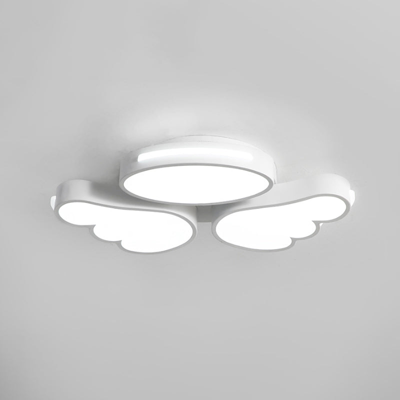 Round and Wing Flush Ceiling Light Cartoon Acrylic White/Pink/Blue LED Flushmount Lighting for Bedroom Clearhalo 'Ceiling Lights' 'Close To Ceiling Lights' 'Close to ceiling' 'Flush mount' Lighting' 1687857