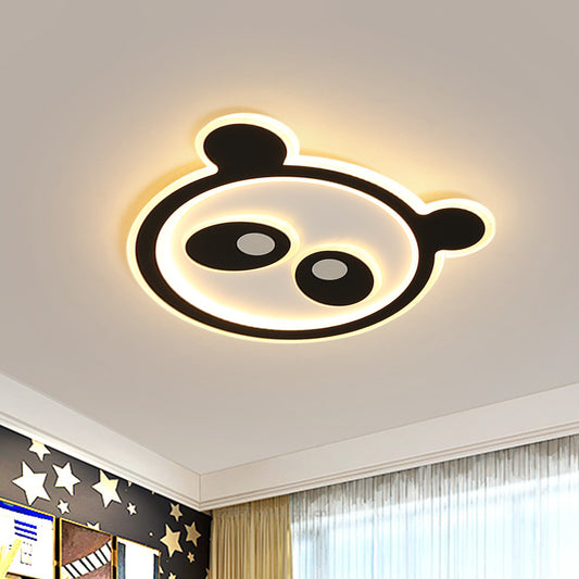 Acrylic Panda Ceiling Lighting Cartoon LED Black Flush Mount Light for Kids Bedroom, Warm/White Light Clearhalo 'Ceiling Lights' 'Close To Ceiling Lights' 'Close to ceiling' 'Flush mount' Lighting' 1687865