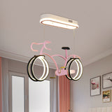 Silver/Pink/Blue Bike Chandelier Light Cartoon LED Metallic Hanging Lighting for Kids Bedroom Clearhalo 'Ceiling Lights' 'Chandeliers' Lighting' options 1687873