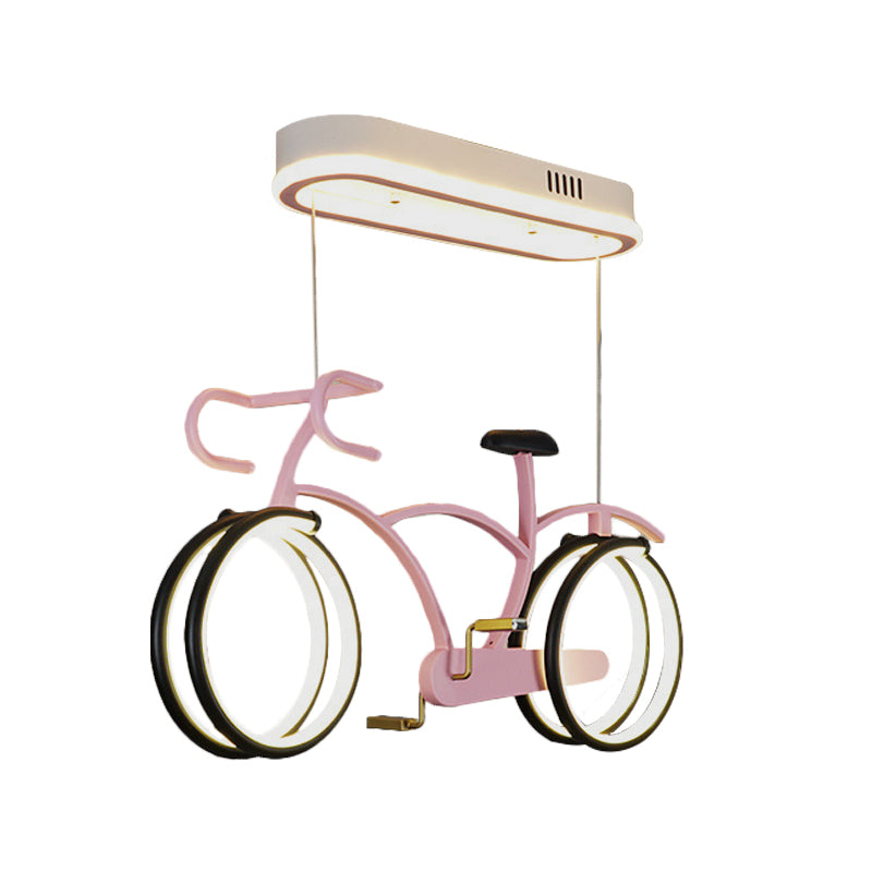 Silver/Pink/Blue Bike Chandelier Light Cartoon LED Metallic Hanging Lighting for Kids Bedroom Clearhalo 'Ceiling Lights' 'Chandeliers' Lighting' options 1687874