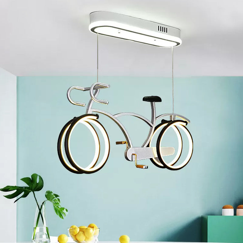 Silver/Pink/Blue Bike Chandelier Light Cartoon LED Metallic Hanging Lighting for Kids Bedroom Clearhalo 'Ceiling Lights' 'Chandeliers' Lighting' options 1687876