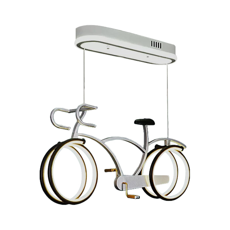 Silver/Pink/Blue Bike Chandelier Light Cartoon LED Metallic Hanging Lighting for Kids Bedroom Clearhalo 'Ceiling Lights' 'Chandeliers' Lighting' options 1687879