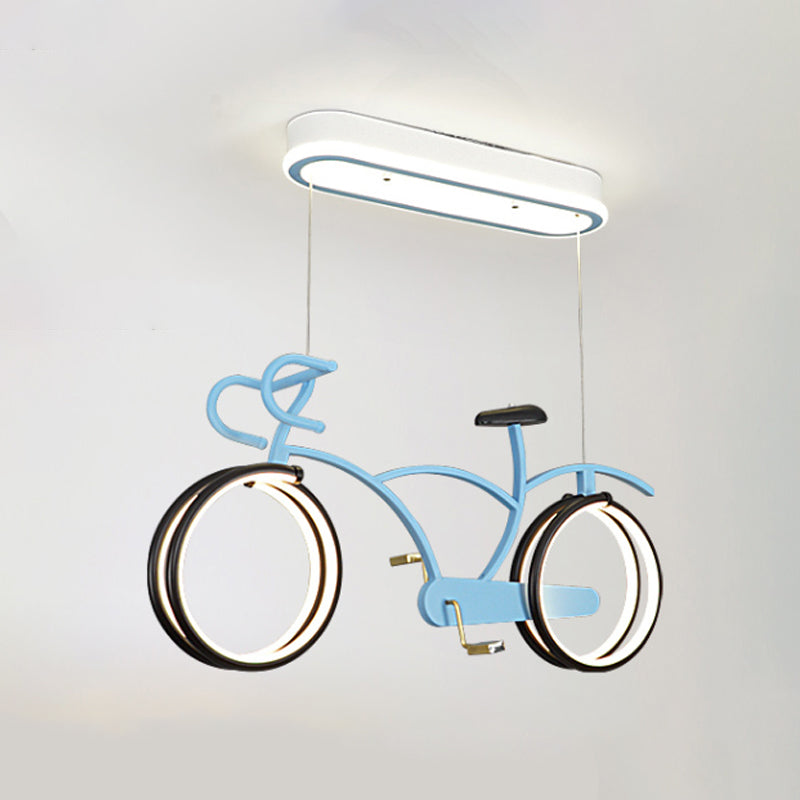 Silver/Pink/Blue Bike Chandelier Light Cartoon LED Metallic Hanging Lighting for Kids Bedroom Clearhalo 'Ceiling Lights' 'Chandeliers' Lighting' options 1687882