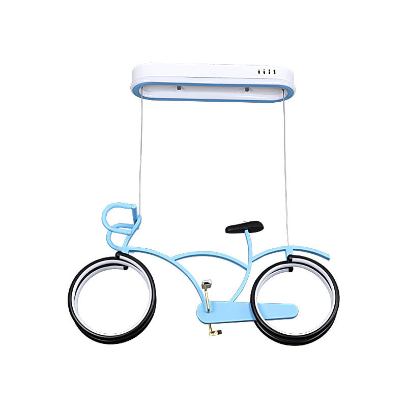 Silver/Pink/Blue Bike Chandelier Light Cartoon LED Metallic Hanging Lighting for Kids Bedroom Clearhalo 'Ceiling Lights' 'Chandeliers' Lighting' options 1687883