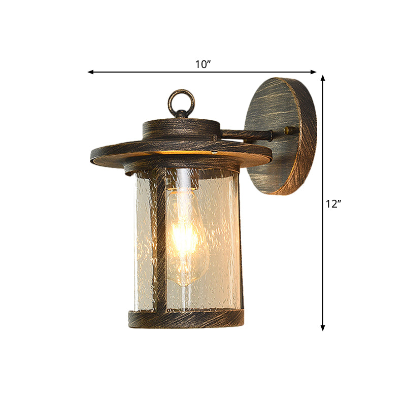 Single Light Cylinder Wall Lighting Warehouse Black/Brass Seedy Glass Wall Mounted Light Clearhalo 'Art deco wall lights' 'Cast Iron' 'Glass' 'Industrial wall lights' 'Industrial' 'Middle century wall lights' 'Modern' 'Rustic wall lights' 'Tiffany' 'Traditional wall lights' 'Wall Lamps & Sconces' 'Wall Lights' Lighting' 1687964