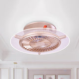 22" Wide Pink Round Ceiling Fan Light Modern LED Metal Semi Mount Lighting for Living Room Pink Clearhalo 'Ceiling Fans with Lights' 'Ceiling Fans' 'Kids Ceiling Fans' 'Kids' Lighting' 1687982