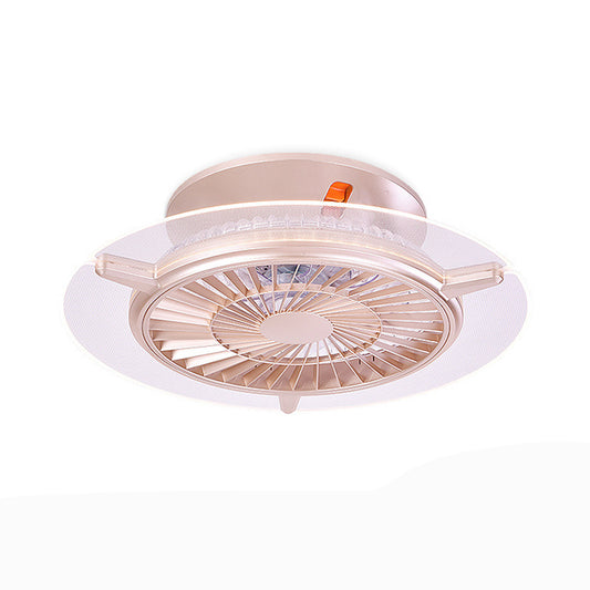 22" Wide Pink Round Ceiling Fan Light Modern LED Metal Semi Mount Lighting for Living Room Clearhalo 'Ceiling Fans with Lights' 'Ceiling Fans' 'Kids Ceiling Fans' 'Kids' Lighting' 1687984