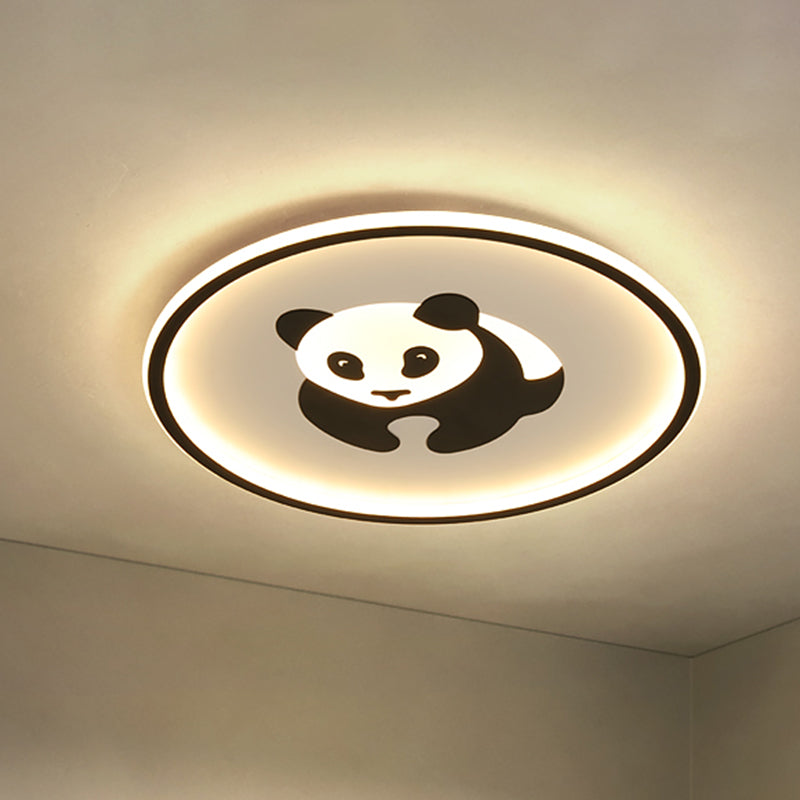 Panda Flush Mount Light Kids Acrylic LED Black Flushmount Lighting in Warm/White Light for Bedroom Black Clearhalo 'Ceiling Lights' 'Close To Ceiling Lights' 'Close to ceiling' 'Flush mount' Lighting' 1687990