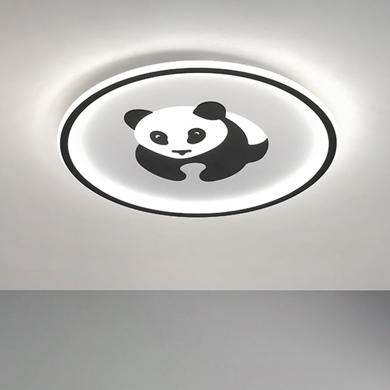 Panda Flush Mount Light Kids Acrylic LED Black Flushmount Lighting in Warm/White Light for Bedroom Clearhalo 'Ceiling Lights' 'Close To Ceiling Lights' 'Close to ceiling' 'Flush mount' Lighting' 1687991