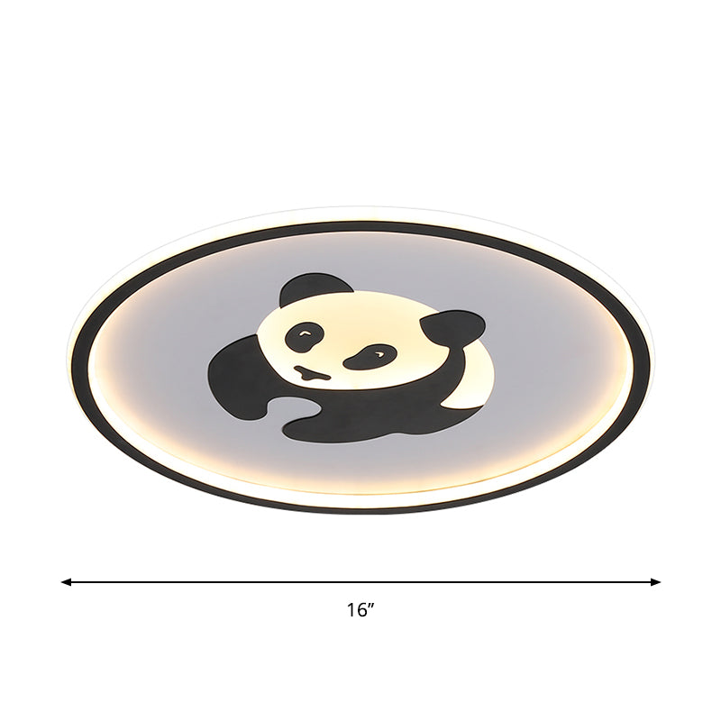 Panda Flush Mount Light Kids Acrylic LED Black Flushmount Lighting in Warm/White Light for Bedroom Clearhalo 'Ceiling Lights' 'Close To Ceiling Lights' 'Close to ceiling' 'Flush mount' Lighting' 1687993