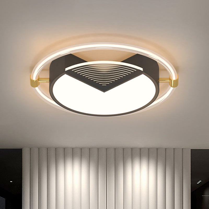 Geometric Bedroom Ceiling Fixture Acrylic LED Contemporary Flush Mount Light in Black Black Clearhalo 'Ceiling Lights' 'Close To Ceiling Lights' 'Close to ceiling' 'Flush mount' Lighting' 1688104