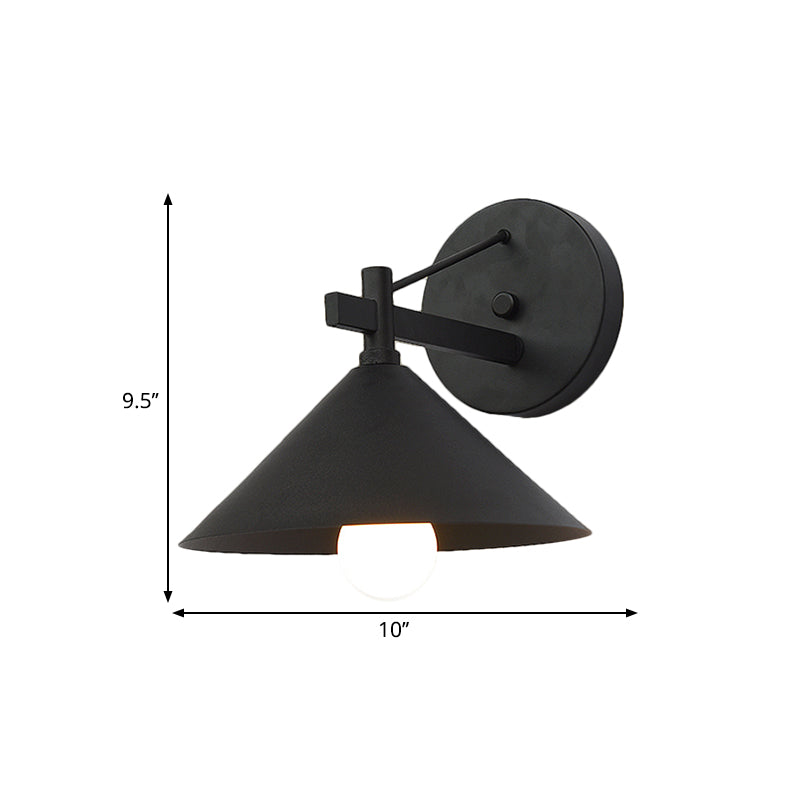 Retro Style Conical Wall Mount Lamp Single Light Metal Wall Lighting Ideas in Matte Black/Brass/Aged Silver Clearhalo 'Art deco wall lights' 'Cast Iron' 'Glass' 'Industrial wall lights' 'Industrial' 'Middle century wall lights' 'Modern' 'Rustic wall lights' 'Tiffany' 'Traditional wall lights' 'Wall Lamps & Sconces' 'Wall Lights' Lighting' 1688144