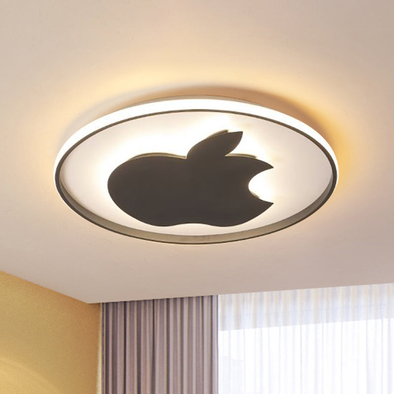 Modern Bitten Apple Flush Ceiling Light Acrylic LED Bedroom Flush Mount Lamp in Black Black Clearhalo 'Ceiling Lights' 'Close To Ceiling Lights' 'Close to ceiling' 'Flush mount' Lighting' 1688242