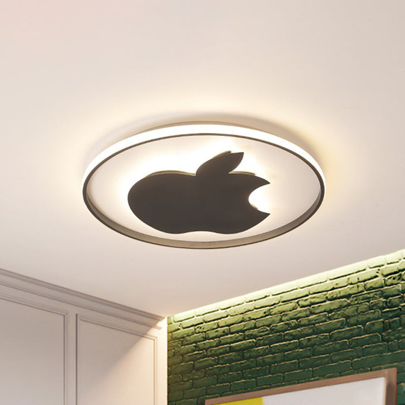 Modern Bitten Apple Flush Ceiling Light Acrylic LED Bedroom Flush Mount Lamp in Black Clearhalo 'Ceiling Lights' 'Close To Ceiling Lights' 'Close to ceiling' 'Flush mount' Lighting' 1688243