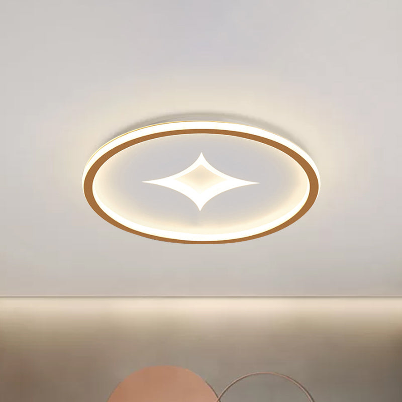 Round Flush Mount Lamp Simple Acrylic Black/Gold LED Flushmount Lighting in Warm/White Light for Bedroom Clearhalo 'Ceiling Lights' 'Close To Ceiling Lights' 'Close to ceiling' 'Flush mount' Lighting' 1688280