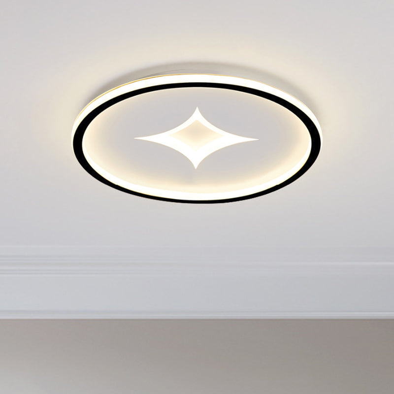 Round Flush Mount Lamp Simple Acrylic Black/Gold LED Flushmount Lighting in Warm/White Light for Bedroom Clearhalo 'Ceiling Lights' 'Close To Ceiling Lights' 'Close to ceiling' 'Flush mount' Lighting' 1688285