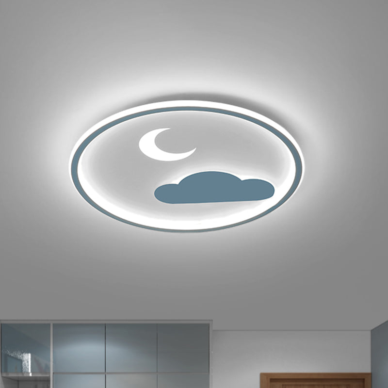 Cloud and Crescent Acrylic Flushmount Simple LED Blue Flush Light Fixture in Warm/White Light Blue Clearhalo 'Ceiling Lights' 'Close To Ceiling Lights' 'Close to ceiling' 'Flush mount' Lighting' 1688291